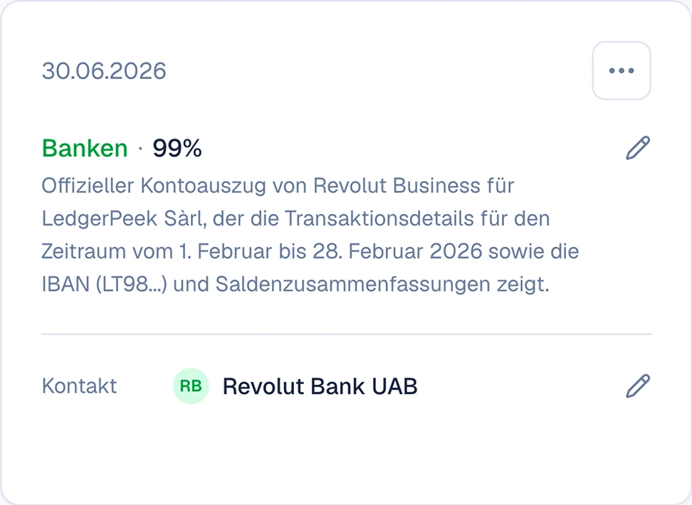 Eine Bestätigung setzt Kontakt, Buchungseintrag, Bankabgleich und Zahlungsstatus