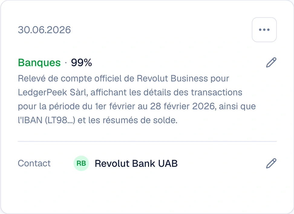 Une confirmation met à jour le contact, l'écriture, le rapprochement bancaire et le statut de paiement