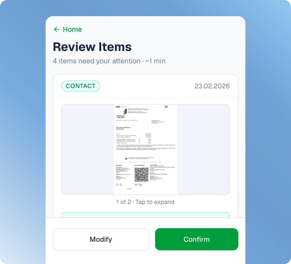 Contact matching by UID, IBAN, name, and postal code