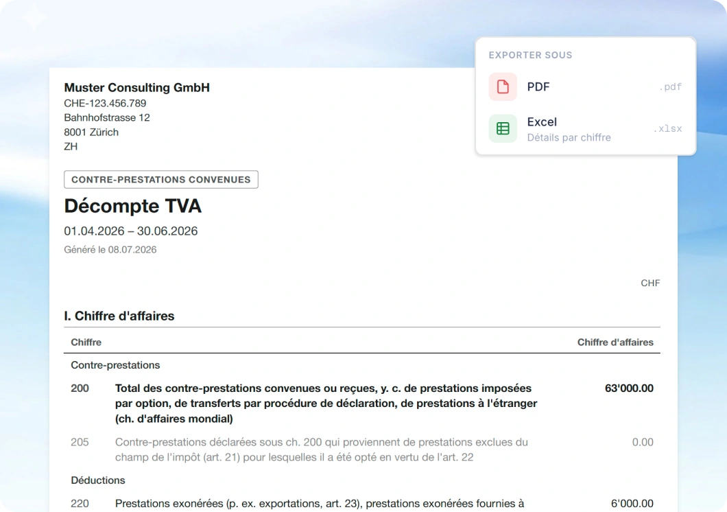 Rapport TVA T2 avec verrouillage de période et montant à payer