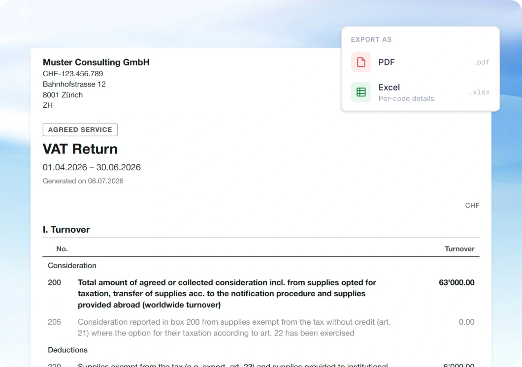 VAT report for Q2 with lock period and amount to pay